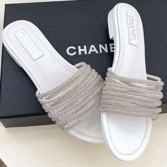 Chanel 2026 Chunky Heel Flat Sandals Sheepskin Leather 831356