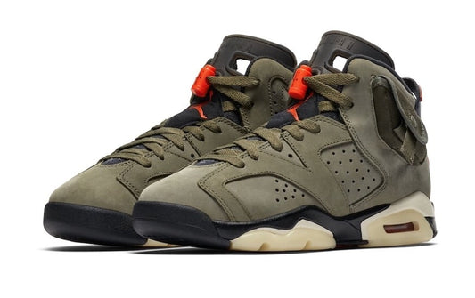 Travis Scott x Air Jordan 6 Olive GS Sneakers - Collector's Edition